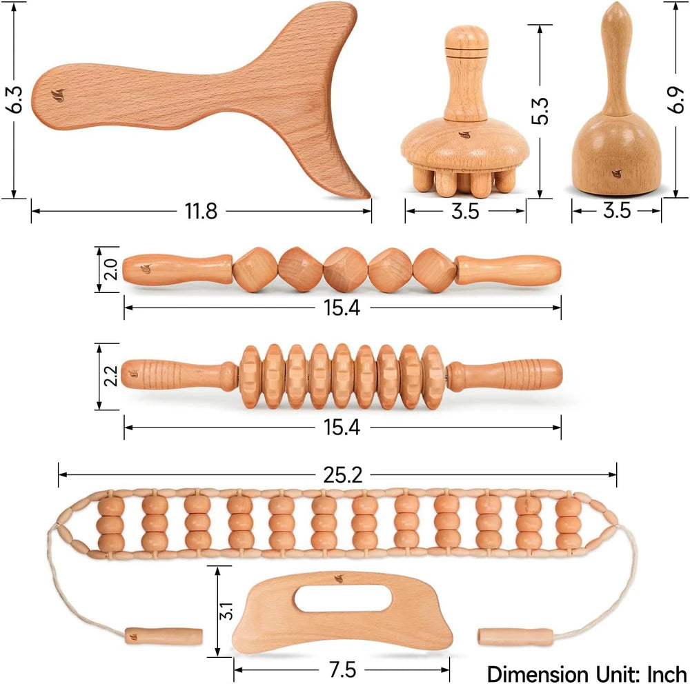 7-Piece Wooden Massage Tool Kit