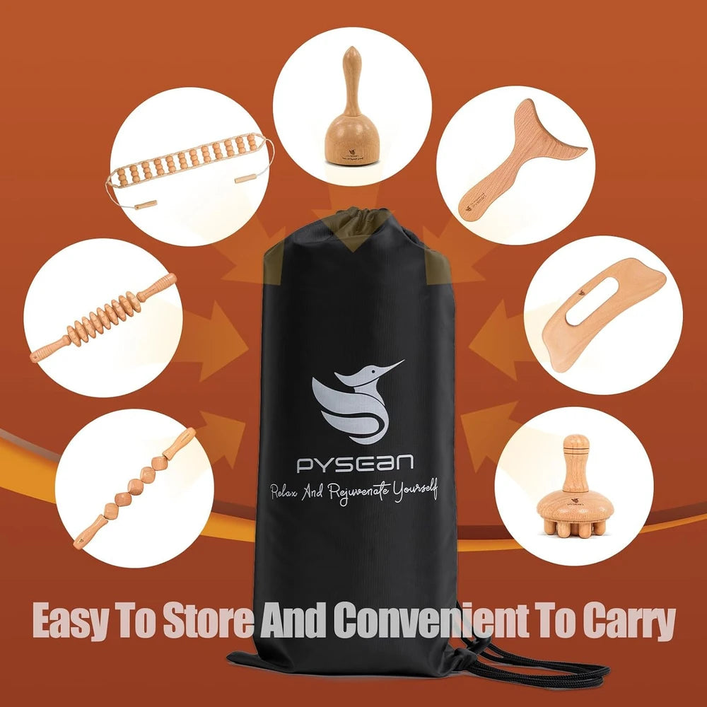 7-Piece Wooden Massage Tool Kit